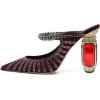 imageFSJ Women Crystal Chunky Heeled Mules Wedding Sandals Rhinestone Strappy Pumps Pointed Toe Fashion Slippers Slip On Bridal Shoes Size 415 USRed Mesh Rhinestones