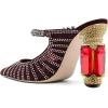 imageFSJ Women Crystal Chunky Heeled Mules Wedding Sandals Rhinestone Strappy Pumps Pointed Toe Fashion Slippers Slip On Bridal Shoes Size 415 USRed Mesh Rhinestones