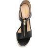 imageFSJ Women Open Toe TStrap Front Zipper Espadrilles Wedge Sandals Platform Caged Cutout Casual Comfortable Summer Shoes Size 416 USBlack