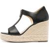 imageFSJ Women Open Toe TStrap Front Zipper Espadrilles Wedge Sandals Platform Caged Cutout Casual Comfortable Summer Shoes Size 416 USBlack