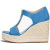 imageFSJ Women Open Toe TStrap Front Zipper Espadrilles Wedge Sandals Platform Caged Cutout Casual Comfortable Summer Shoes Size 416 USBlue