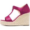 imageFSJ Women Open Toe TStrap Front Zipper Espadrilles Wedge Sandals Platform Caged Cutout Casual Comfortable Summer Shoes Size 416 USFushcia