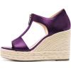 imageFSJ Women Open Toe TStrap Front Zipper Espadrilles Wedge Sandals Platform Caged Cutout Casual Comfortable Summer Shoes Size 416 USPurple