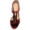 imageFSJ Women Open Toe TStrap Front Zipper Espadrilles Wedge Sandals Platform Caged Cutout Casual Comfortable Summer Shoes Size 416 USRed