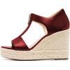 imageFSJ Women Open Toe TStrap Front Zipper Espadrilles Wedge Sandals Platform Caged Cutout Casual Comfortable Summer Shoes Size 416 USRed