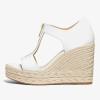 imageFSJ Women Open Toe TStrap Front Zipper Espadrilles Wedge Sandals Platform Caged Cutout Casual Comfortable Summer Shoes Size 416 USWhite