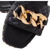 imageFSJ Women Sexy Square Open Toe Comfortable Flat Thick Sole Cushion Sandals Fashion Gold Chain Style Slip On Slides Studded Daily Ladies Summer Shoes Size 415 USBlack
