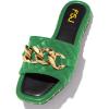 imageFSJ Women Sexy Square Open Toe Comfortable Flat Thick Sole Cushion Sandals Fashion Gold Chain Style Slip On Slides Studded Daily Ladies Summer Shoes Size 415 USForest Green