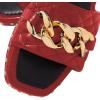 imageFSJ Women Sexy Square Open Toe Comfortable Flat Thick Sole Cushion Sandals Fashion Gold Chain Style Slip On Slides Studded Daily Ladies Summer Shoes Size 415 USRed