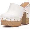 imageFSJ Women Closed Round Toe Mules High Chunky Heeled Sandals Slip On Platform Wooden Clogs Studs Comfy Dress Shoes Size 416 USWhite