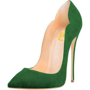 imageFSJ Women Classic Pointed Toe High Heels Sexy Stiletto Pumps Office Lady Casual Dress Party Prom Shoes Size 415 USGreensuede