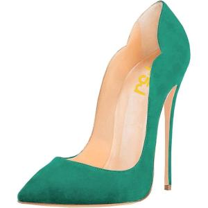imageFSJ Women Classic Pointed Toe High Heels Sexy Stiletto Pumps Office Lady Casual Dress Party Prom Shoes Size 415 USTurquoisesuede