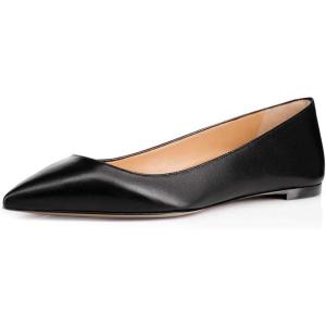 imageFSJ Women Fresh Floral Printed Flat Pumps Pointed Toe Slip On Party Dress Shoe for Comfort Casual Outfits 415 USBlack
