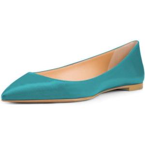 imageFSJ Women Fresh Floral Printed Flat Pumps Pointed Toe Slip On Party Dress Shoe for Comfort Casual Outfits 415 USDark Turquoise