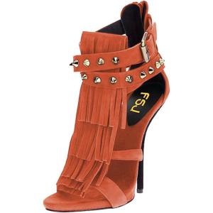 imageFSJ Women Tassels Gladiator Heeled Sandals Open Toe Stiletto High Heel Fringed Rivets Ankle Strap Back Zipper Summer Shoes Size 415 USCoral