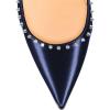 imageFSJ Women Bridal Pointed Toe Chunky Block High Heel Crystal Pumps Slip on Wedding Thick Comfort Evening Dress Studded Rivets Shoes Size 416 USBlue Matte Leather