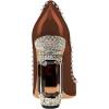 imageFSJ Women Bridal Pointed Toe Chunky Block High Heel Crystal Pumps Slip on Wedding Thick Comfort Evening Dress Studded Rivets Shoes Size 416 USBrown