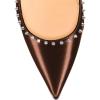 imageFSJ Women Bridal Pointed Toe Chunky Block High Heel Crystal Pumps Slip on Wedding Thick Comfort Evening Dress Studded Rivets Shoes Size 416 USBrown Matte Leather