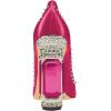 imageFSJ Women Bridal Pointed Toe Chunky Block High Heel Crystal Pumps Slip on Wedding Thick Comfort Evening Dress Studded Rivets Shoes Size 416 USPink Matte Leather