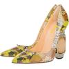 imageFSJ Women Bridal Pointed Toe Chunky Block High Heel Crystal Pumps Slip on Wedding Thick Comfort Evening Dress Studded Rivets Shoes Size 416 USYellow Flower