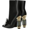 imageFSJ Women Chic Pointed Toe Crystal Chunky Block High Heel Ankle Boots Glossy Side Zipper Casual Daily Fashion Ladies Fall Shoes Size 415 USBlack Bow
