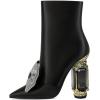 imageFSJ Women Chic Pointed Toe Crystal Chunky Block High Heel Ankle Boots Glossy Side Zipper Casual Daily Fashion Ladies Fall Shoes Size 415 USBlack Bow