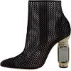imageFSJ Women Chic Pointed Toe Crystal Chunky Block High Heel Ankle Boots Glossy Side Zipper Casual Daily Fashion Ladies Fall Shoes Size 415 USBlack Mesh