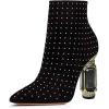 imageFSJ Women Chic Pointed Toe Crystal Chunky Block High Heel Ankle Boots Glossy Side Zipper Casual Daily Fashion Ladies Fall Shoes Size 415 USBlack Studded