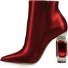 imageFSJ Women Chic Pointed Toe Crystal Chunky Block High Heel Ankle Boots Glossy Side Zipper Casual Daily Fashion Ladies Fall Shoes Size 415 USDarkred