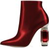 imageFSJ Women Chic Pointed Toe Crystal Chunky Block High Heel Ankle Boots Glossy Side Zipper Casual Daily Fashion Ladies Fall Shoes Size 415 USDarkred