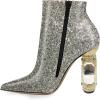 imageFSJ Women Chic Pointed Toe Crystal Chunky Block High Heel Ankle Boots Glossy Side Zipper Casual Daily Fashion Ladies Fall Shoes Size 415 USGlitter Pattern