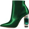 imageFSJ Women Chic Pointed Toe Crystal Chunky Block High Heel Ankle Boots Glossy Side Zipper Casual Daily Fashion Ladies Fall Shoes Size 415 USGreen
