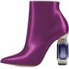 imageFSJ Women Chic Pointed Toe Crystal Chunky Block High Heel Ankle Boots Glossy Side Zipper Casual Daily Fashion Ladies Fall Shoes Size 415 USPurple
