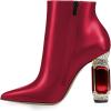 imageFSJ Women Chic Pointed Toe Crystal Chunky Block High Heel Ankle Boots Glossy Side Zipper Casual Daily Fashion Ladies Fall Shoes Size 415 USRed