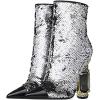 imageFSJ Women Chic Pointed Toe Crystal Chunky Block High Heel Ankle Boots Glossy Side Zipper Casual Daily Fashion Ladies Fall Shoes Size 415 USSequins