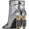 imageFSJ Women Chic Pointed Toe Crystal Chunky Block High Heel Ankle Boots Glossy Side Zipper Casual Daily Fashion Ladies Fall Shoes Size 415 USSequins