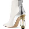 imageFSJ Women Chic Pointed Toe Crystal Chunky Block High Heel Ankle Boots Glossy Side Zipper Casual Daily Fashion Ladies Fall Shoes Size 415 USWhite