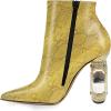 imageFSJ Women Chic Pointed Toe Crystal Chunky Block High Heel Ankle Boots Glossy Side Zipper Casual Daily Fashion Ladies Fall Shoes Size 415 USYellow Snake Pattern