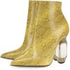 imageFSJ Women Chic Pointed Toe Crystal Chunky Block High Heel Ankle Boots Glossy Side Zipper Casual Daily Fashion Ladies Fall Shoes Size 415 USYellow Snake Pattern