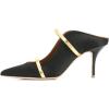 imageFSJ Women Fashion Pointy Toe Mules Sandals High Heels Pumps Double Straps Slide Sandals Casual Summer Outfit Shoes Size 415 M USBlack Satin 8 Cm