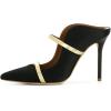 imageFSJ Women Fashion Pointy Toe Mules Sandals High Heels Pumps Double Straps Slide Sandals Casual Summer Outfit Shoes Size 415 M USBlack Suede12 Cm