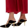 imageFSJ Women Fashion Pointy Toe Mules Sandals High Heels Pumps Double Straps Slide Sandals Casual Summer Outfit Shoes Size 415 M USBlack Velvet8 Cm