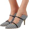 imageFSJ Women Fashion Pointy Toe Mules Sandals High Heels Pumps Double Straps Slide Sandals Casual Summer Outfit Shoes Size 415 M USBlack White8cm