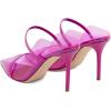 imageFSJ Women Fashion Pointy Toe Mules Sandals High Heels Pumps Double Straps Slide Sandals Casual Summer Outfit Shoes Size 415 M USFuchsia Clear