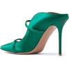 imageFSJ Women Fashion Pointy Toe Mules Sandals High Heels Pumps Double Straps Slide Sandals Casual Summer Outfit Shoes Size 415 M USGreen Satin