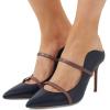imageFSJ Women Fashion Pointy Toe Mules Sandals High Heels Pumps Double Straps Slide Sandals Casual Summer Outfit Shoes Size 415 M USNavy 10 Cm