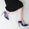 imageFSJ Women Fashion Pointy Toe Mules Sandals High Heels Pumps Double Straps Slide Sandals Casual Summer Outfit Shoes Size 415 M USNavy12 Cm