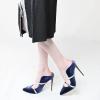 imageFSJ Women Fashion Pointy Toe Mules Sandals High Heels Pumps Double Straps Slide Sandals Casual Summer Outfit Shoes Size 415 M USNavy12 Cm