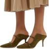 imageFSJ Women Fashion Pointy Toe Mules Sandals High Heels Pumps Double Straps Slide Sandals Casual Summer Outfit Shoes Size 415 M USOlive8 Cm