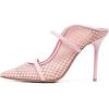 imageFSJ Women Fashion Pointy Toe Mules Sandals High Heels Pumps Double Straps Slide Sandals Casual Summer Outfit Shoes Size 415 M USPink Mesh